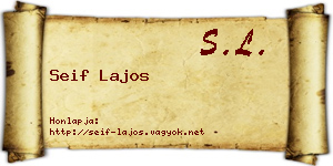 Seif Lajos névjegykártya